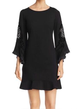 Kobi Halperin Klara Party Embroidered Bell Sleeves Black Dress
